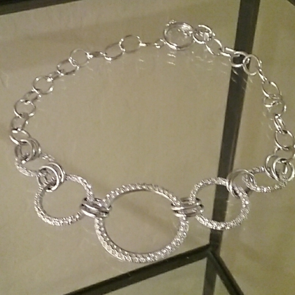 Silver Tone And Pave Necklace